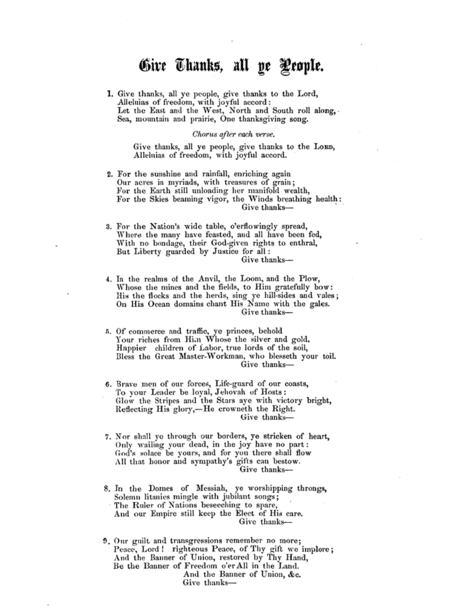 The President's Hymn Thanksgiving lyrics