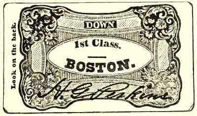 Old Boston & Worcester Railway Ticket (about 1837)