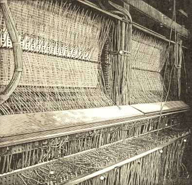 Under Side of a Modern Switchboard, showing 2,000 Telegraph Wires