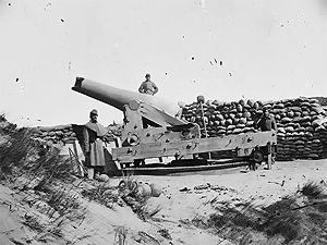 Gun with muzzle shot away, Fort Fisher, North Carolina. January 1865.