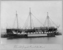 The old frigate Constitution, side view, at dock
