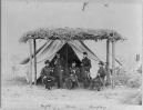 Generals of the army of Potomac: Wright, Griffin, Meade, Parke, Humphreys posed under trellis tent awning