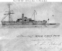 CSS Patrick Henry (1861-1865) 
 
    Photographically reproduced sketch of the ship as the Confederate
    States Navy's school ship, with the James River Squadron, 1863-65. 
    The original is inscribed with the name of Midshipman John Th