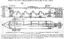 Confederate submarine H.L. Hunley (1863-1864) 
 
    Inboard profile and plan drawings, after sketches by W.A. Alexander,
    who directed her construction. 
    Key to numbered features also includes entries for 