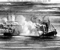 USS Hatteras (1861-1863) (right) 
 
    19th Century print, depicting the sinking of Hatteras
    by CSS Alabama, off Galveston, Texas, 11 January 1863. 
 
    U.S. Naval Historical Center Photograph.