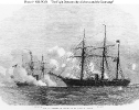 USS Kearsarge vs. CSS Alabama, 19 June 1864 
 
    Contemporary line engraving, depicting an early stage in the
    battle. Alabama is on the right, with Kearsarge
    in the left distance. 
 
    Courtesy of F.S. Hic
