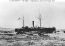 USS Wateree (1864-1868) 
 
    Beached at Arica, Chile, 430 yards above the usual high water
    mark, after she was deposited there by a tidal wave on 13 August
    1868. 
    Her iron hull was reasonably intact, but salvage was not econo