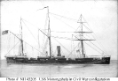 USS Monongahela (1862-1908) 
 
    Artwork showing her as originally built, with three pivot guns
    and no bowsprit. This was her configuration until 1865. 
 
    U.S. Naval Historical Center Photograph.