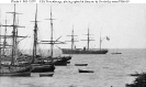 USS Ticonderoga (1863-1887) 
 
    Photographed by Svoboda at Smyrna, Turkey, circa 1866-69, with
    several merchant sailing vessels and small craft in the left
    foreground. The original print is mounted on a Carte de visite. 
