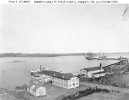 U.S. Naval Academy, Annapolis, Maryland 
 
    View of the Academy waterfront area, circa the late 1860s, looking
    northeast from the tower of 