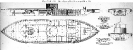 USS Monitor (1862) 
 
    General plan published in 1862, showing the ship's inboard profile,
    plan view below the upper deck and hull cross sections through
    the engine and boiler spaces. 
 
    U.S. Naval Historical Center Phot