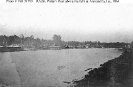 Red River Campaign, 1864 
 
    Rear Admiral Porter's fleet above the falls at Alexandria, Louisiana,
    awaiting the rise of the river, circa May 1864. 
    Ships moored along the far river bank include (from left to right):
    ironclad Mou