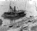 USS Tuscumbia (1863-1865) 
 
    Tied up to the river bank, on the Western Rivers, circa 1863. 
 
    U.S. Naval Historical Center Photograph.