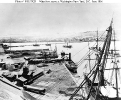 Washington Navy Yard, D.C. 
 
    View looking eastward along the waterfront from atop the roof
    of the western shiphouse, June 1866. The 11th Street bridge and
    the Anacostia shore are in the distance. 
    Ships in the stream at right in