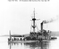 USS Monadnock (Monitor # 3) 
 
    Off the Mare Island Navy Yard, California, in June 1898, ready
    for her voyage to the Philippines. 
    The old monitor USS Camanche is visible beyond Monadnock's
    after gun turret. 
