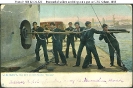 USS Nahant (1862-1904) 
 
    Crewmen swabbing out one of her turret guns, during drills at
    the New York Navy Yard, 1898. USS New Orleans is in the
    background. 
    The original photograph was published on a color-tinted