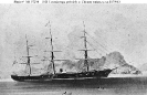 USS Ticonderoga (1863-1887) 
 
    19th Century photograph of an artwork, probably of the ship in
    Chinese waters during her cruise around the World, circa 1879-80. 
    She is flying a Commodore's 