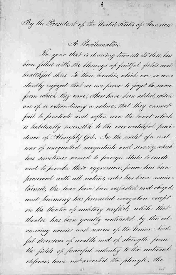 Lincoln's Thanksgiving Proclamation pg1