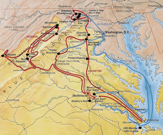 Eastern Theater - 1862 map.